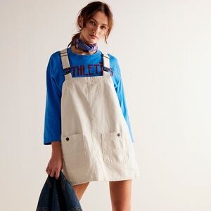 FREE PEOPLE We The Free Smocked Overall Mini Dress (Ivory)